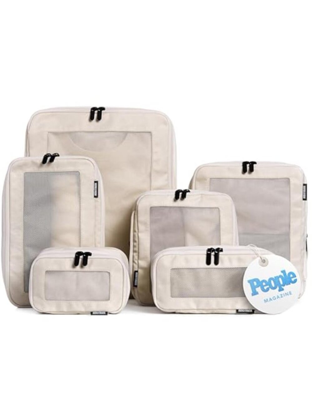 6 Piece Compression Packing Cubes Travel Luggage Suitcase Organizer Bags Beige